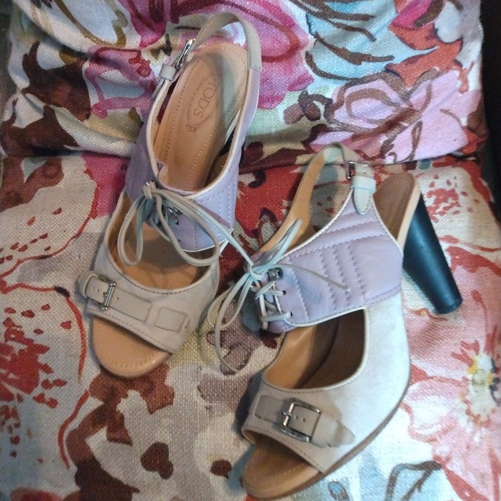 ❤️Amazing! TOD'S Buckle Slingback Peep Toe Pumps Shoes Sz 7